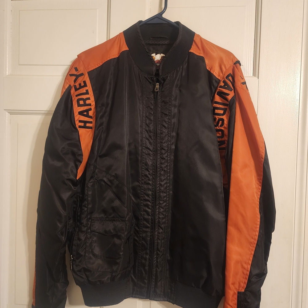 Harley-Davidson Men's Black and Orange Jacket - Picture 10 of 11